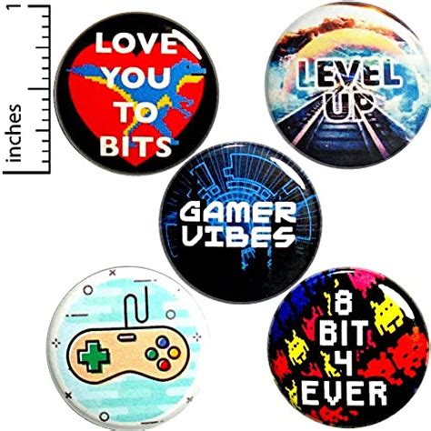 Gamer Video Game 5 Pack Of Buttons Pins For Backpacks Or