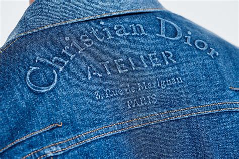 Stretch Cotton Denim Jacket Christian Dior Atelier Embossing Ready