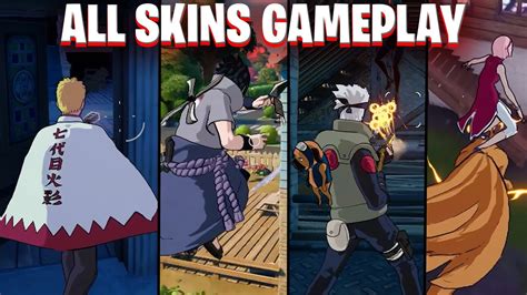 All Fortnite X Naruto Skins Gameplay And Kurama Glider Sasuke Kakashi