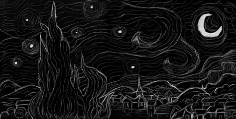 The Starry Night Black And White Version By Me I Tried Atleast R