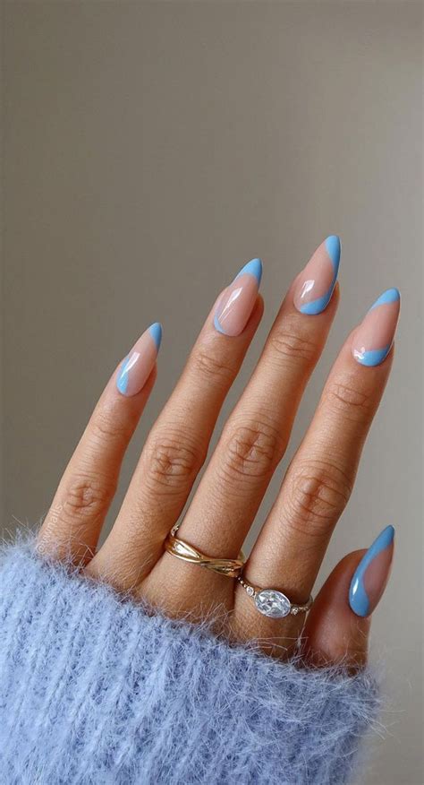 31 Cute Sky Blue French Tip Nails Abstract Sky Blue Nails 1 Fab