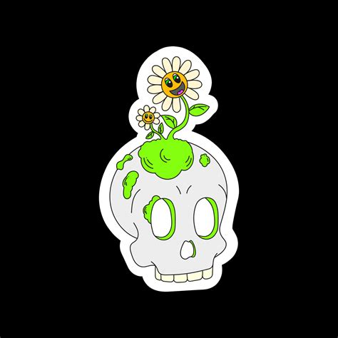 A Psychedelic Skull With A Living Flower On Top Surrealism 9761444