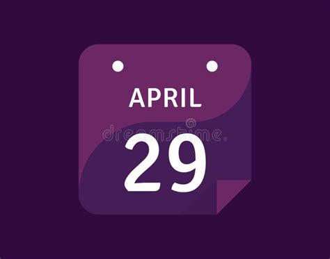 29 April April 29 Icon Single Day Calendar Vector Illustration Stock