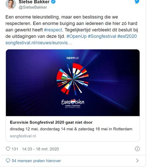 Eurovision song contest 2021, netherlands. Nieuws: Eurovision Songfestival en EK verschoven naar 2021