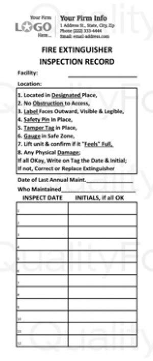 Form for inspection, testing and maintenance of fire pumps. Sprinkler / Extinguisher Inspection Forms - Forms