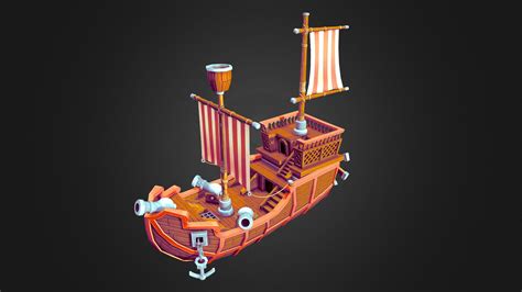 Hand Painted Stylized Pirate Ship 3d Model By Graham Graham3d