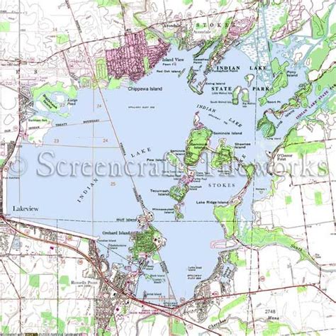 Ohio Indian Lake Nautical Chart Decor In 2020 Indian Lake