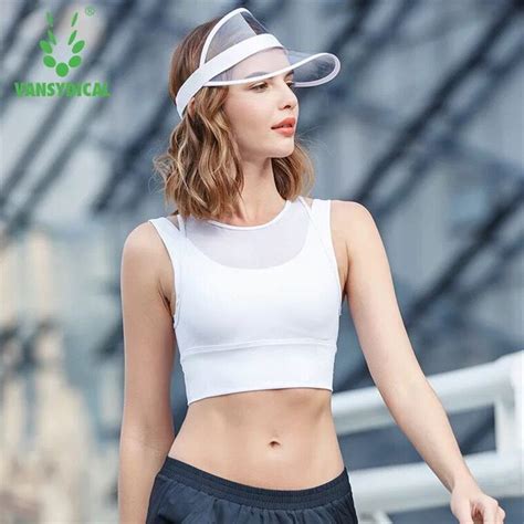 Vansydical Women Mesh Sports Bra Shockproof Push Up Fitness Running