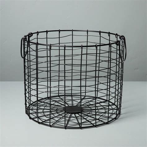Large Round Wire Storage Basket With Handles Black Hearth And Hand