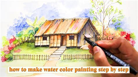 Easy Water Color Painting Bahay Kubo Step By Step Youtube