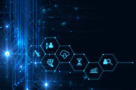 Blockchain, technology, data, computer network, digital display. Fintech Icon On Abstract Financial Technology Background ...