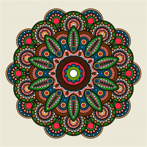 Premium Vector Floral Bright Colored Mandala Illustration