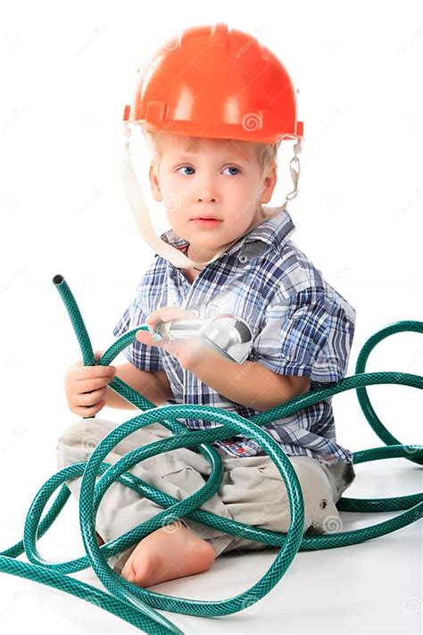 Red Hat Boy Stock Photo Image Of Joiner Equipment Caucasian 7722088