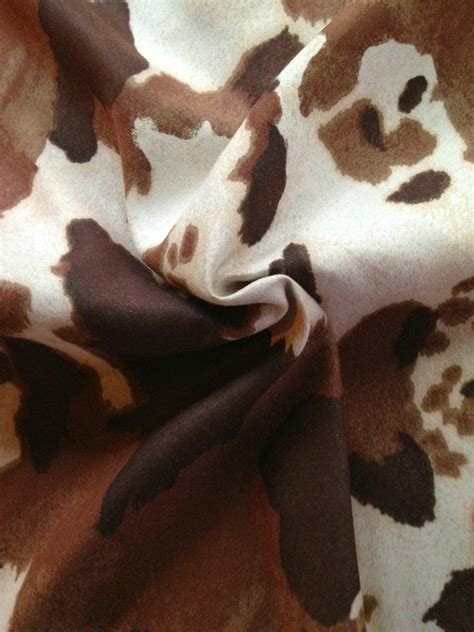 Polyester Faux Suede Brown Ivory Pony Cow Hide Cowboy Fabric