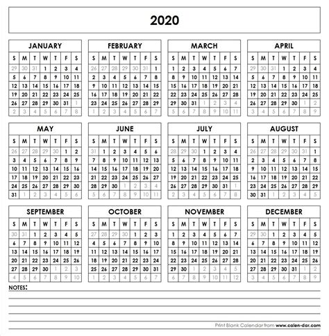 2020 Vertex Calendars Printable Free