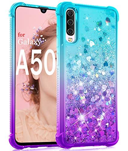 Galaxy A50 Case With Tempered Glass Screen Protector Nagebee Glitter