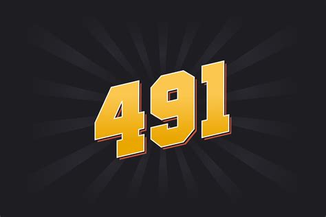 Number 491 Vector Font Alphabet Yellow 491 Number With Black