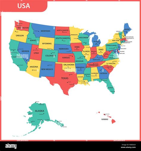 Die Detaillierte Karte Der Usa Mit Regionen Oder Staaten Und Städte