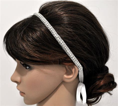 Beaded Trim In Silver Headbands Wedding Headpiece Ribbon Crystal