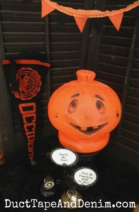 Remember this pumpkin from the few fall decorations i did? Vintage Halloween Decorations | Meet My Thrift Store Jack ...