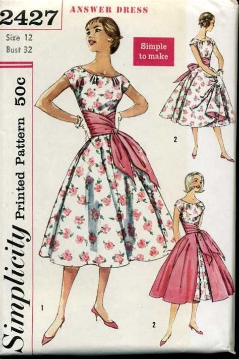 Simplicity 2427 A Vintage Dress Patterns Vintage Dresses Pattern