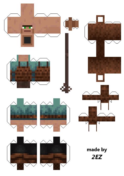 Pixel Papercraft Guard Villager