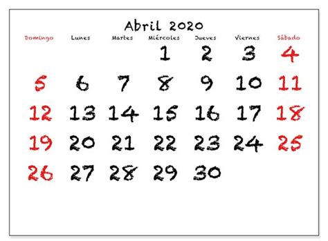 Calendario Abril 2020 Chile Administrar Horario
