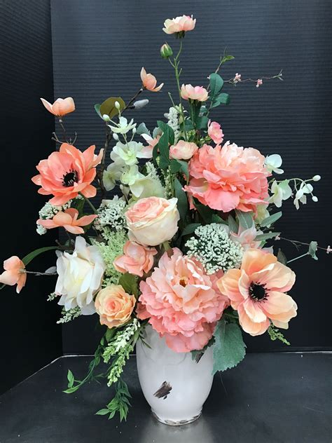 Large Peachy Spring Arrangement 2017 By Andrea Floral Arrangements