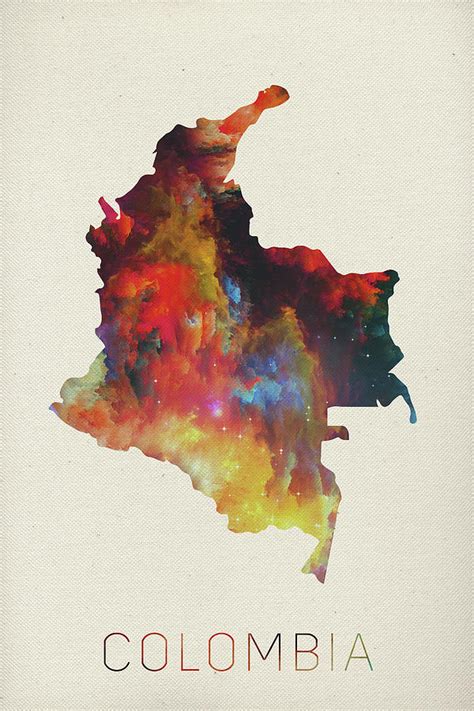 Colombia Watercolor Map Mixed Media By Design Turnpike Fine Art America