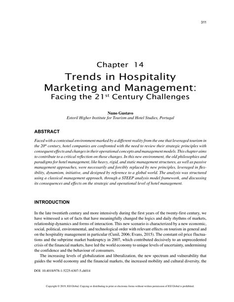 Pdf Trends In Hospitality Marketing And Management Facing The 21st