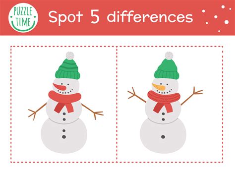 Christmas Find Differences Game For Children Winter Educational