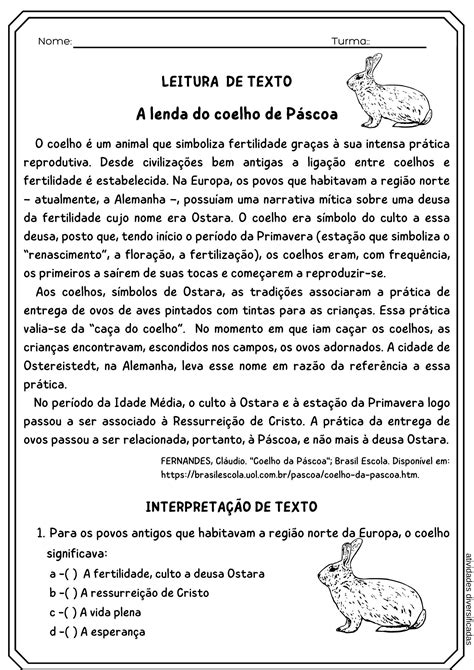 Texto Coelhinho Da Páscoa