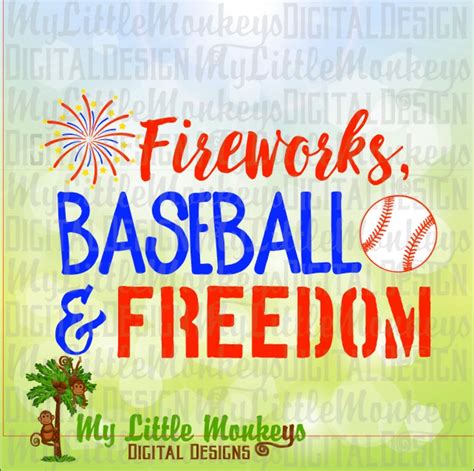 4th of July SVG Fireworks Baseball & Freedom Baseball SVG | Etsy
