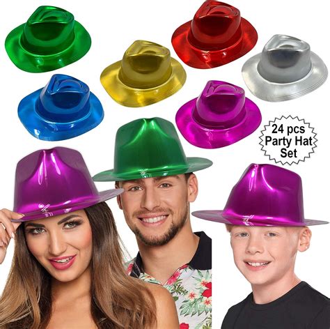 Buy Anapoliz Party Gangster Hats 24 Pcs New Years Celebration Hats Metallic Colors Assorted