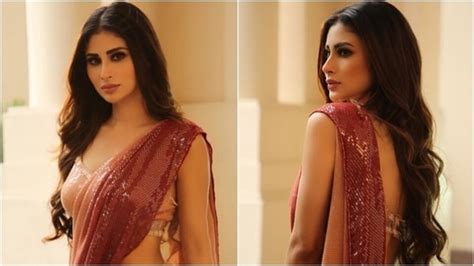 Mouni Roy Teams Shaded Pink Sequin Saree With The Sexiest Embellished Bralette Fashion Trends