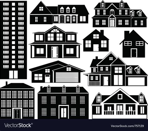 House Silhouettes Set Royalty Free Vector Image