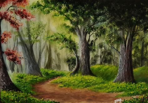 Acrylic Painting Forest Path Paintingforest Paintinglandscape