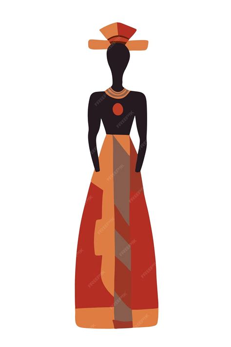 アフリカ女性のアフリカ文化のベクトル分離イラスト プレミアムベクター