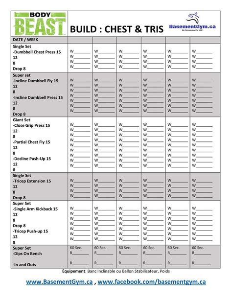 Body Beast Printable Workout Sheets