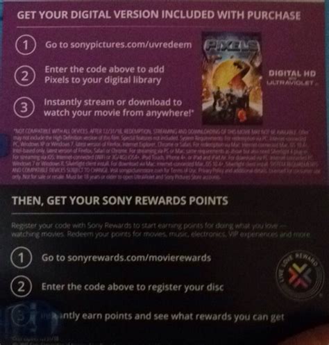 5000 details off an item. Free: Pixels (UV/Sony Rewards) digital copy & rewards code ...