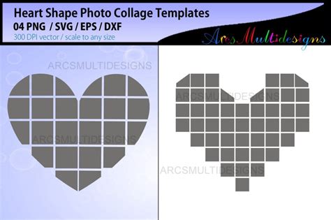 Heart Shape Photo Collage Template Photo Collage Svg Heart Etsy