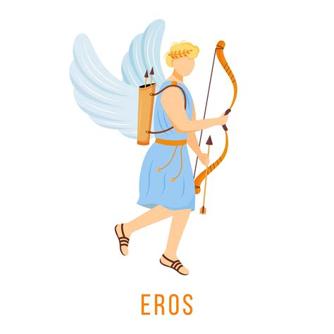 Eros Flat Vector Illustration God Of Love And Attraction Ancient