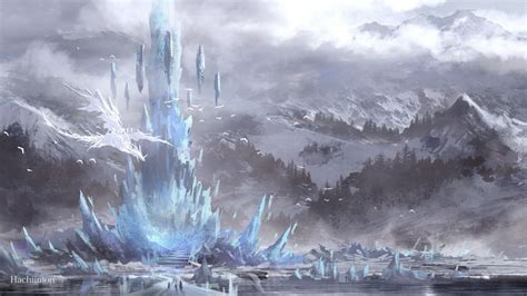 Crystal Tower By Hachiimon Fantasy Landscape Fantasy Art Landscapes Fantasy Art