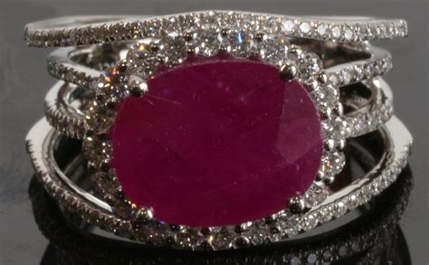 Platinum 55 Carat Ruby And Diamond Ring
