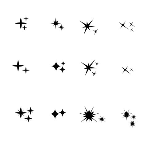 Stars Sparkle Compositions Shine Black Stars Stencil Isolated Diverse