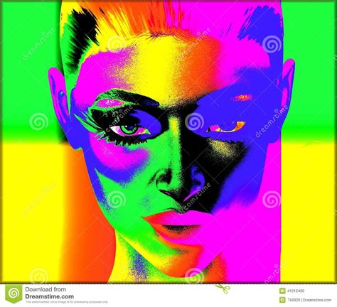 Warhol Style Digital Pop Art Image Of Woman S Face Stock Illustration