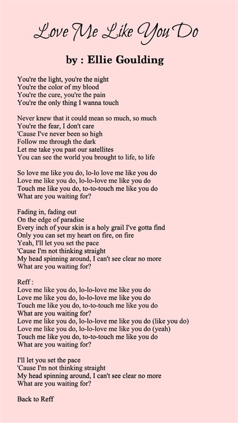 Love Me Like You Do Ellie Goulding Song Lyrics Wallpaper Pop Lyrics Just Lyrics