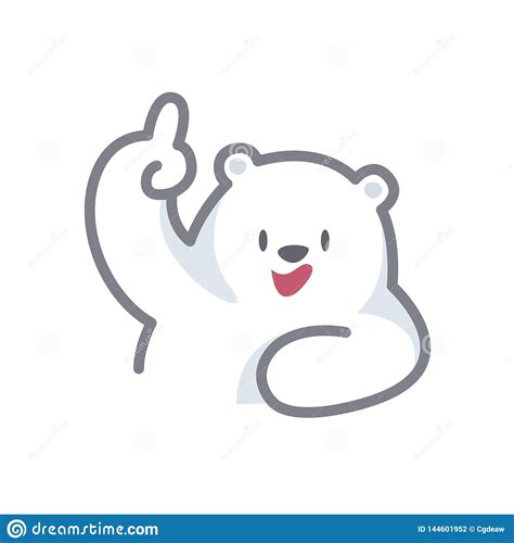 White Bear Cartoon Character Cute Isolated On White Background