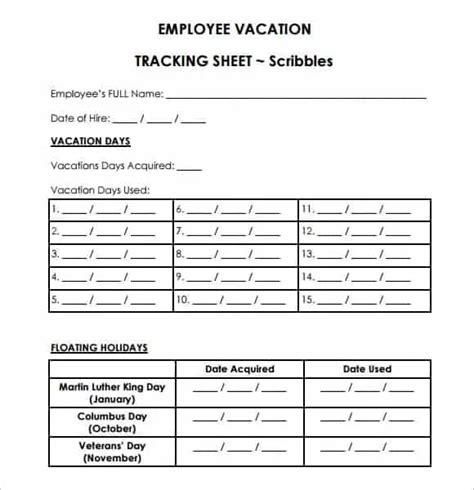 9 Employee Vacation Tracker Templates Excel Templates