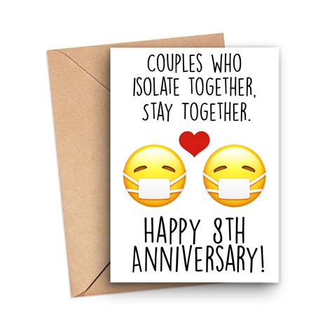 8th Anniversary Card Happy 8th Anniversary Card 8 Year Etsy